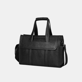 Black waterproof soft leather briefcase