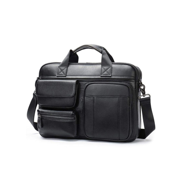 Large capacity soft leather business briefcase
