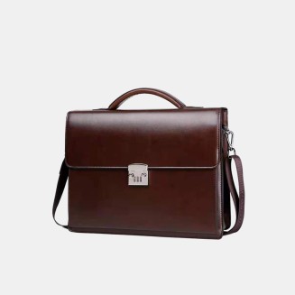 New combination lock leather business briefcase