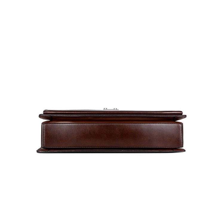 New combination lock leather business briefcase
