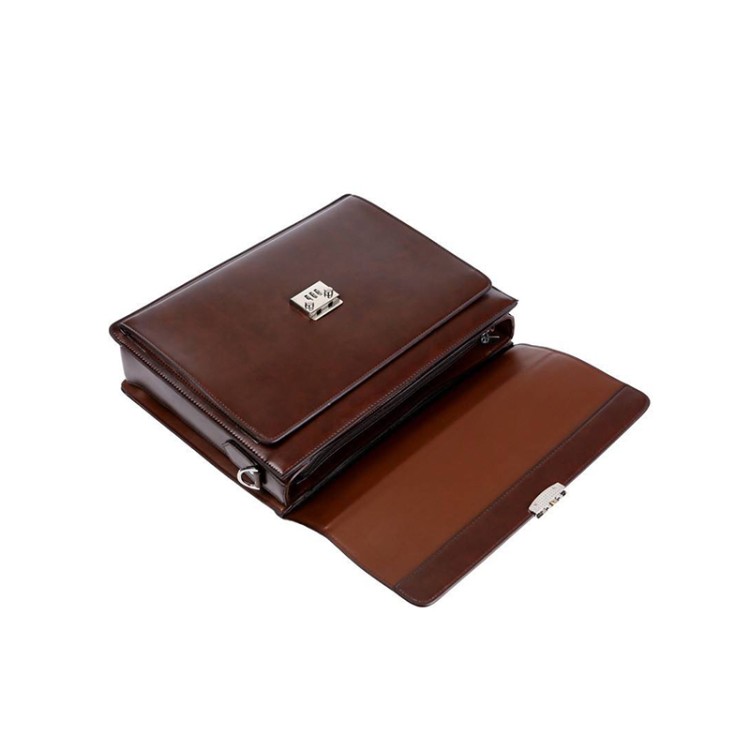 New combination lock leather business briefcase