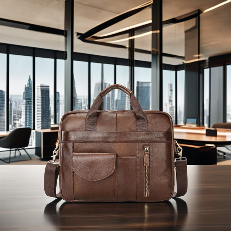 Luxurious waterproof leather business briefcase