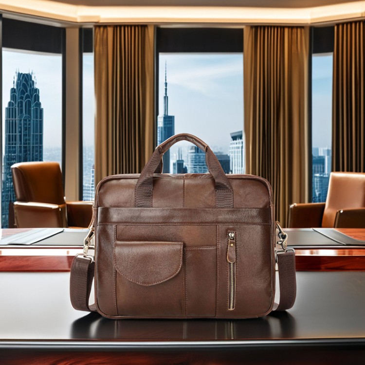 Luxurious waterproof leather business briefcase