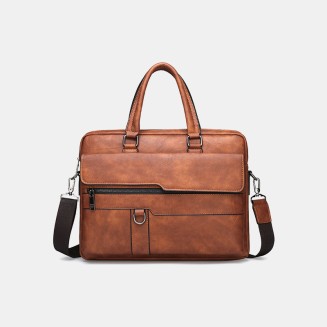 Portable waterproof leather business briefcase