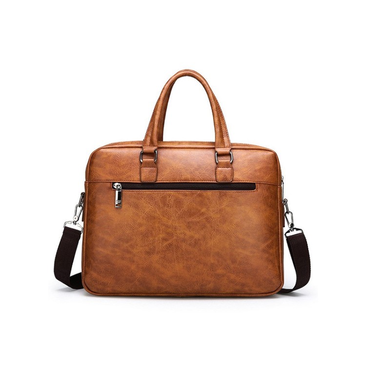 Portable waterproof leather business briefcase