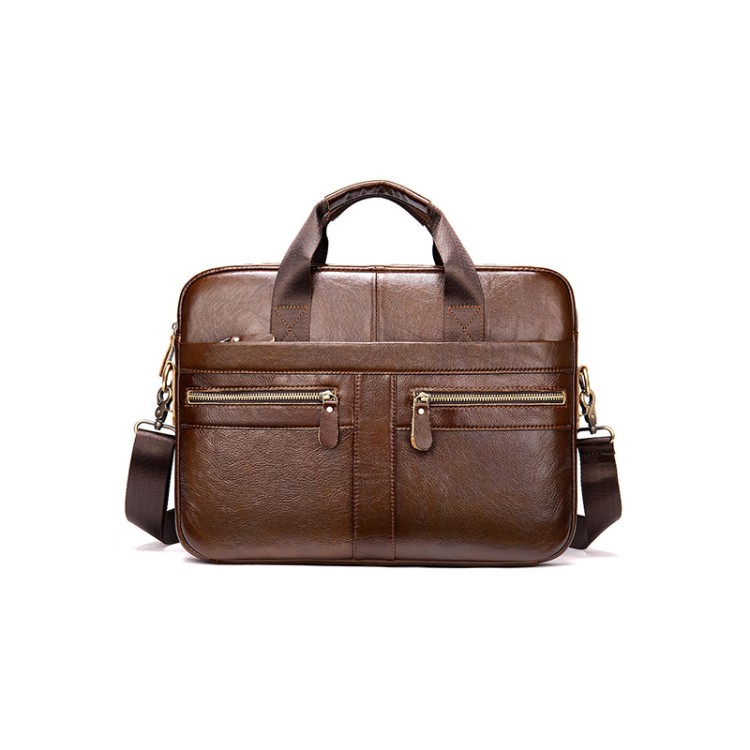 Vintage wear-resistant soft leather business briefcase