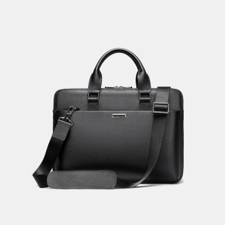 Black wear-resistant and durable leather briefcase