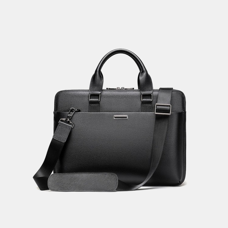 Black wear-resistant and durable leather briefcase