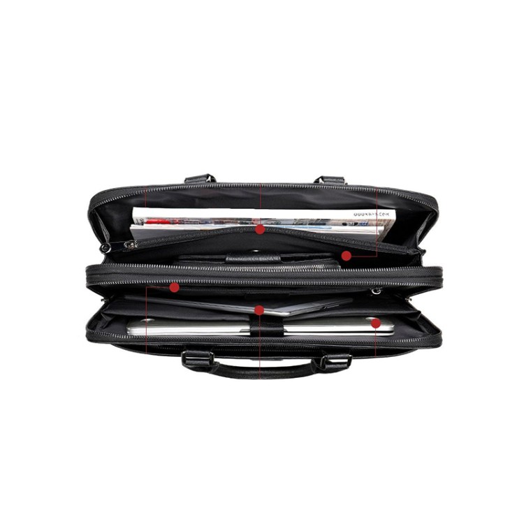 Black wear-resistant and durable leather briefcase