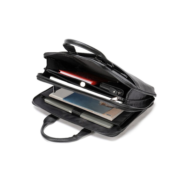 Black wear-resistant and durable leather briefcase