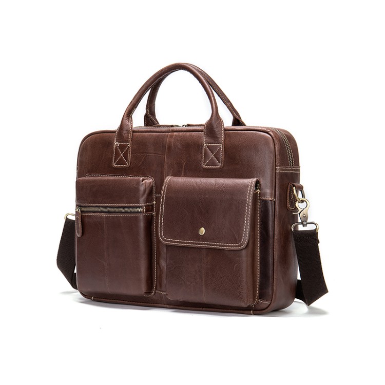 Vintage textured wear-resistant leather briefcase