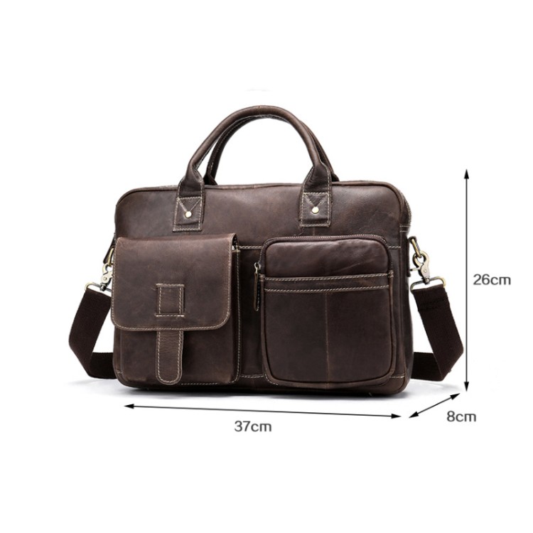Vintage textured wear-resistant leather briefcase