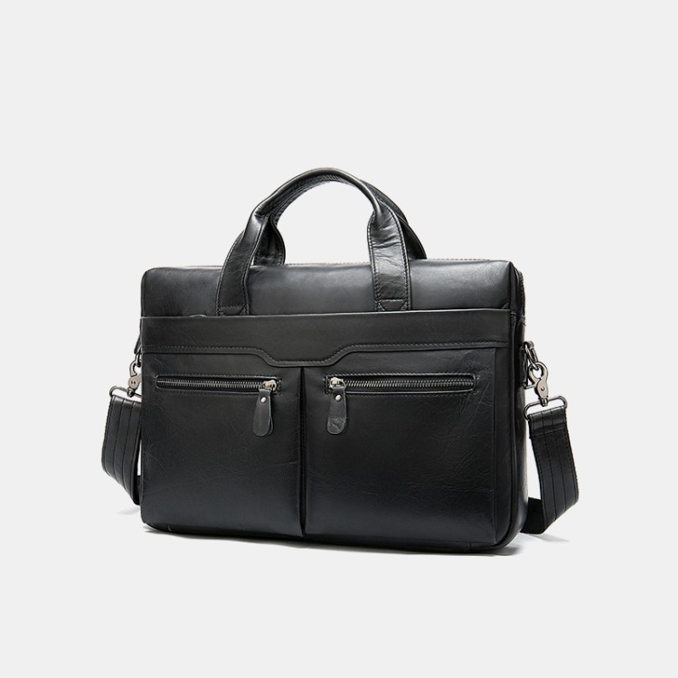 Waterproof large-capacity leather business briefcase