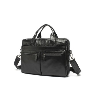 Waterproof large-capacity leather business briefcase