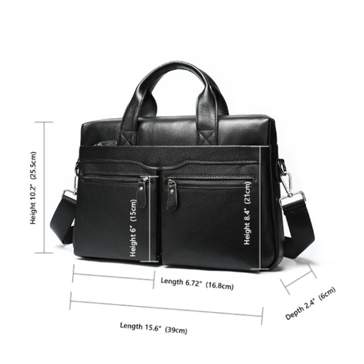 Waterproof large-capacity leather business briefcase