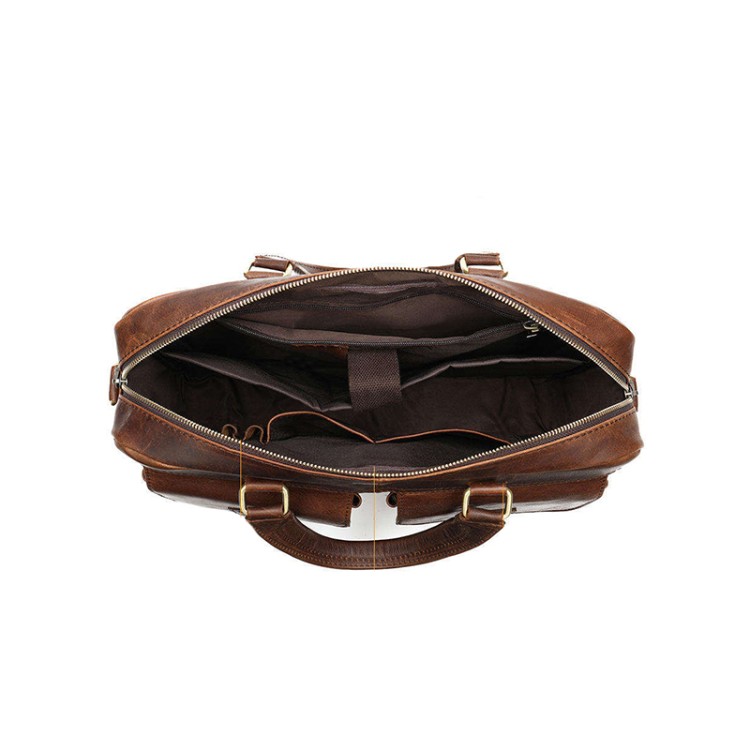 Waterproof and durable brown leather briefcase