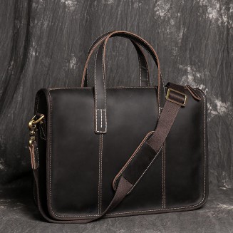 Classic hard shell leather business briefcase