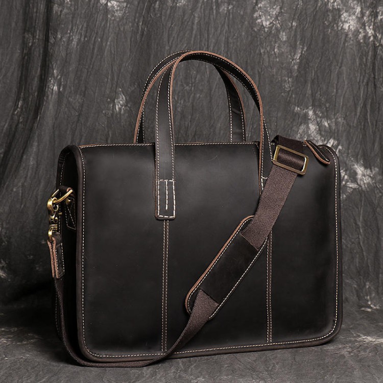 Classic hard shell leather business briefcase