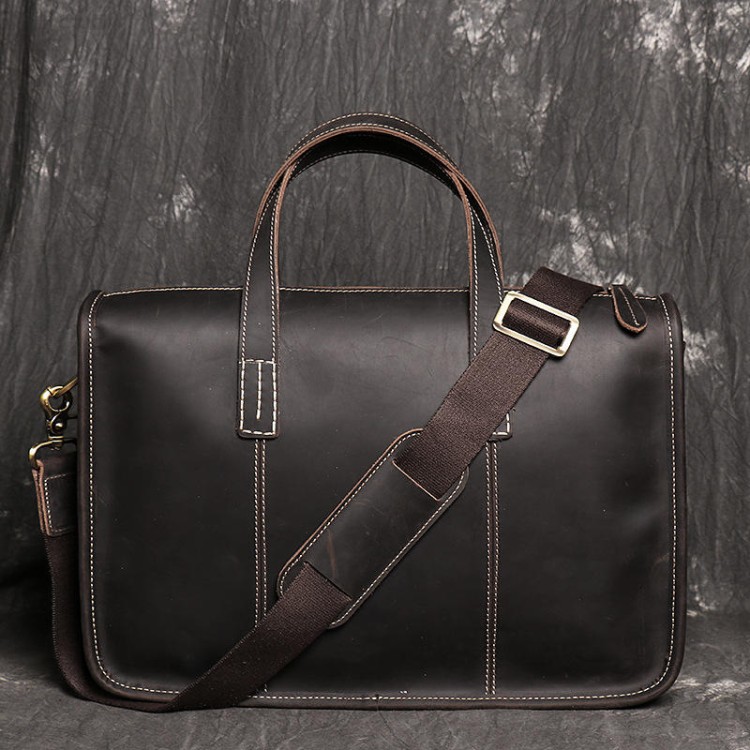 Classic hard shell leather business briefcase