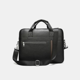 Classic black leather business briefcase