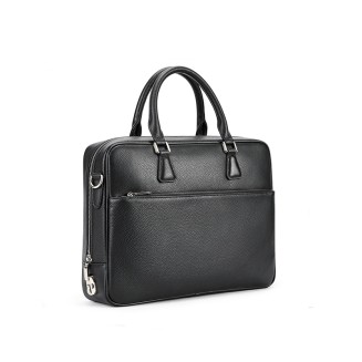 Classic black leather business briefcase