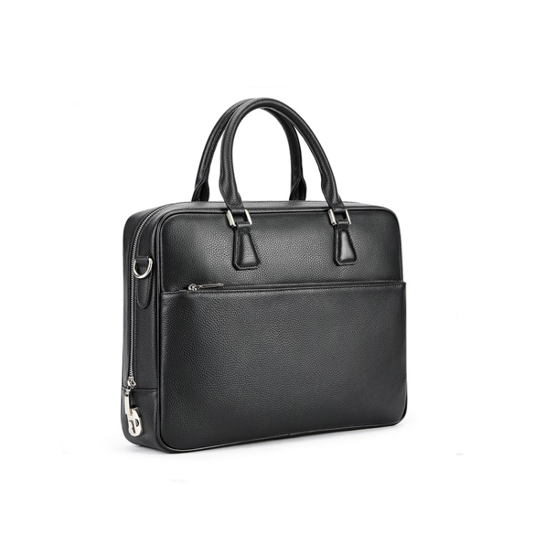 Classic black leather business briefcase