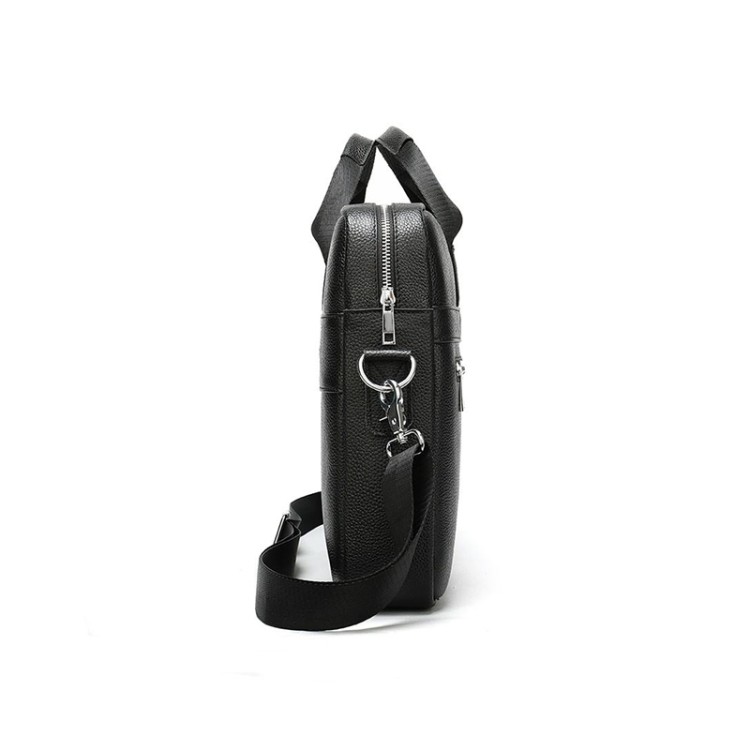 Classic black leather business briefcase