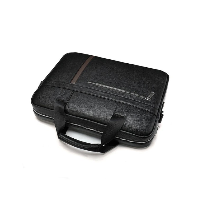 Classic black leather business briefcase