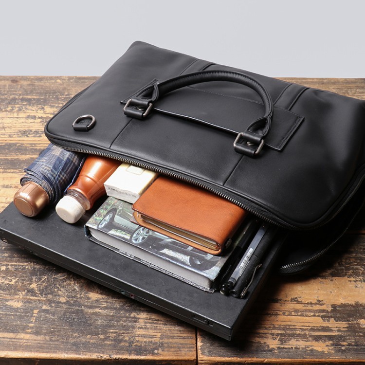Lightweight waterproof leather business briefcase
