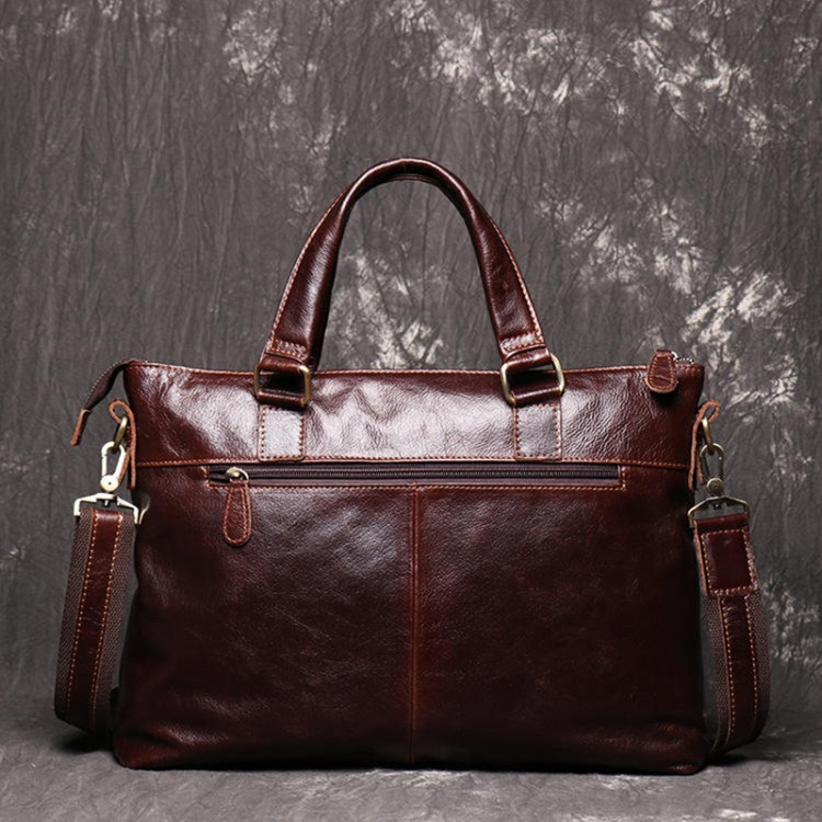 Vintage large capacity soft leather briefcase
