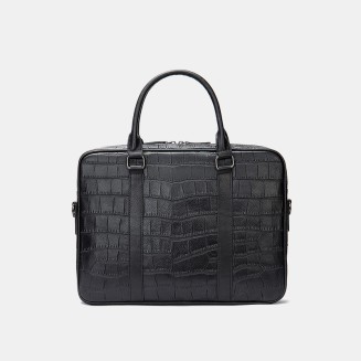 Crocodile textured leather business briefcase