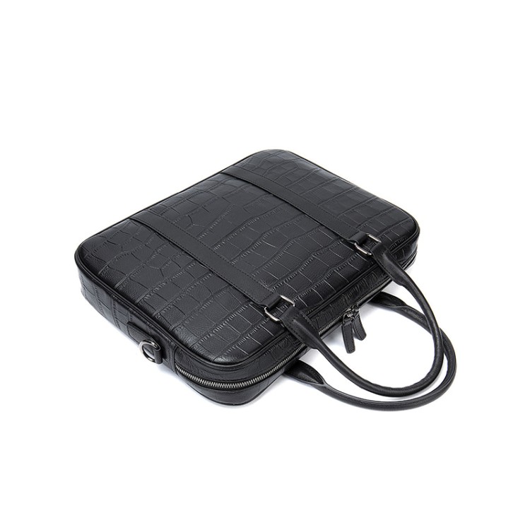 Crocodile textured leather business briefcase
