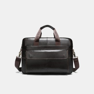 Durable hard shell leather business briefcase