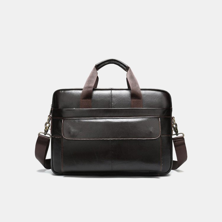 Durable hard shell leather business briefcase