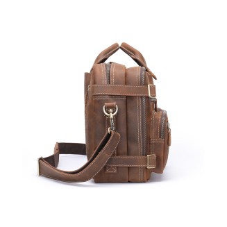 Durable leather convertible backpack briefcase