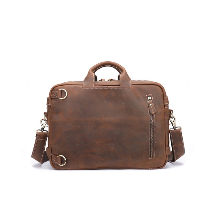 Durable leather convertible backpack briefcase