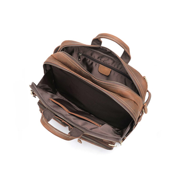 Durable leather convertible backpack briefcase