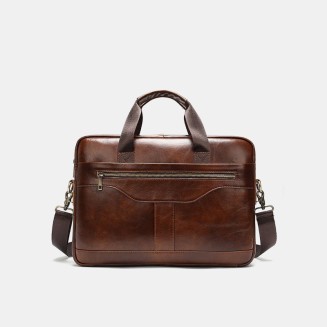 Classic high quality soft leather business briefcase