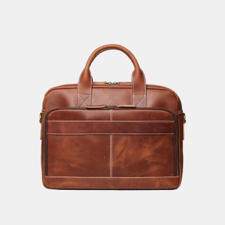 Portable and durable leather business briefcase