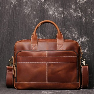 Portable and durable leather business briefcase