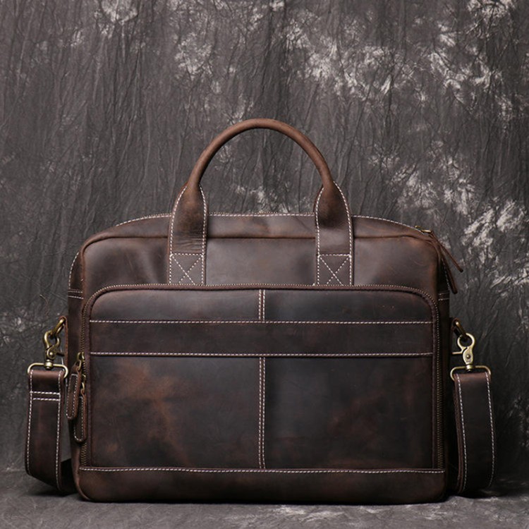 Portable and durable leather business briefcase
