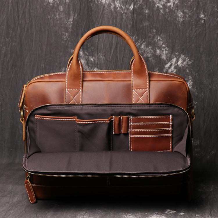 Portable and durable leather business briefcase