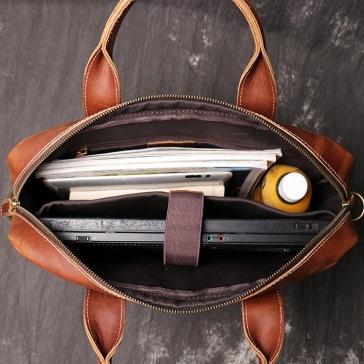Portable and durable leather business briefcase