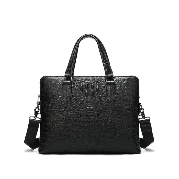 Crocodile textured leather waterproof briefcase