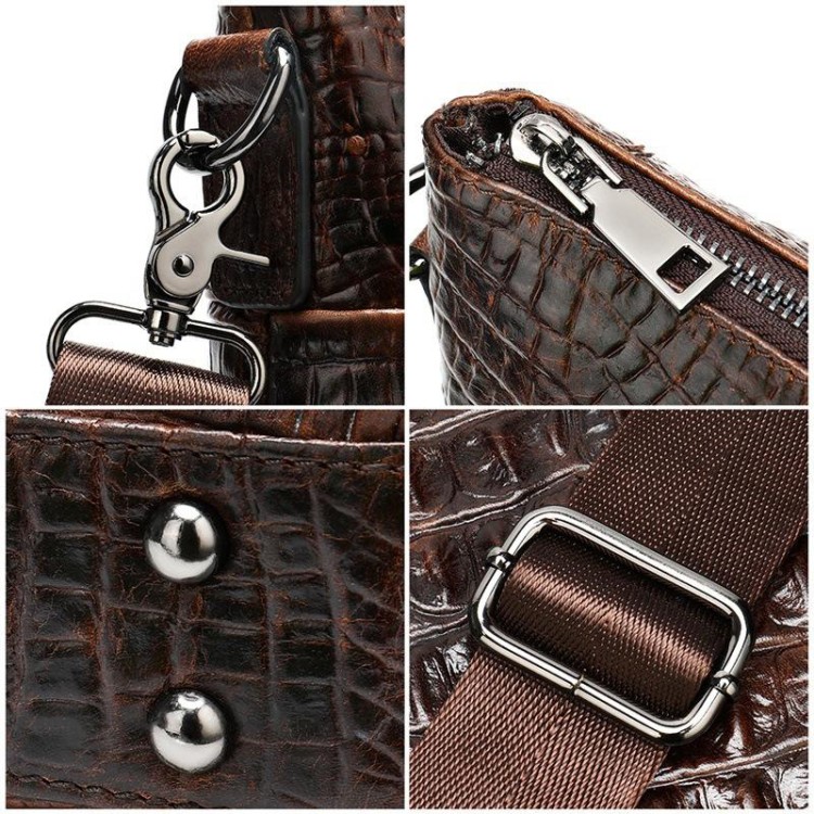 Crocodile textured leather waterproof briefcase