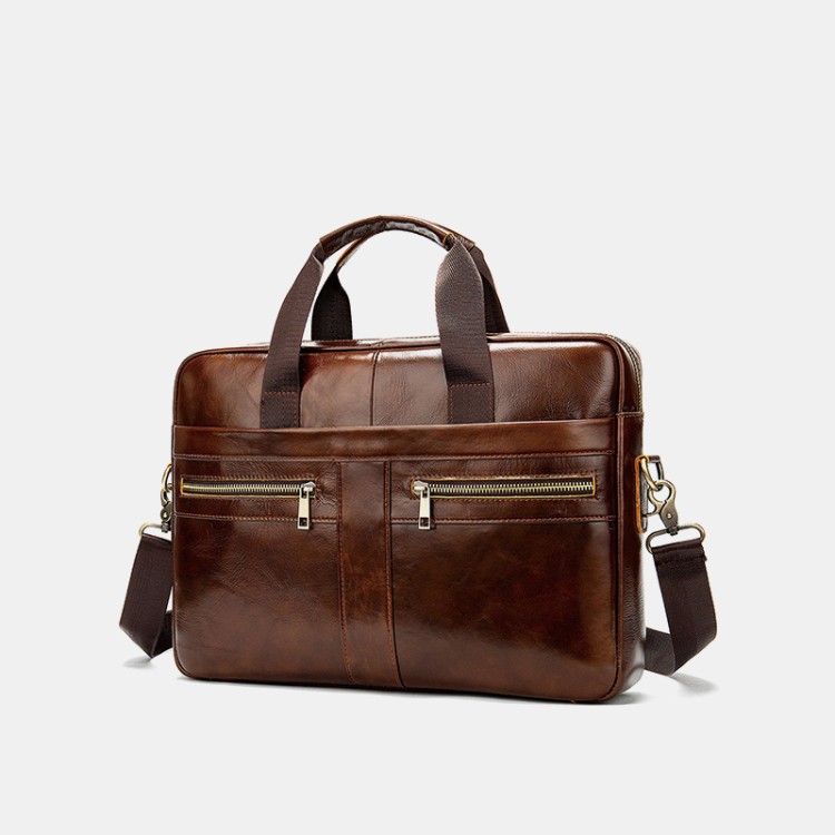 Business glossy vintage leather briefcase