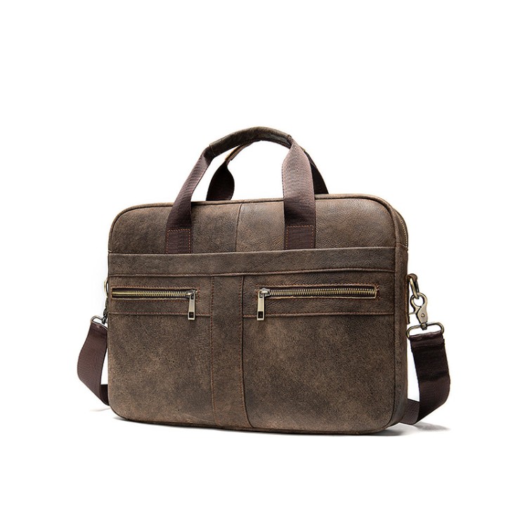 Business glossy vintage leather briefcase