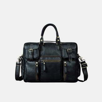 Waterproof and durable leather large capacity briefcase