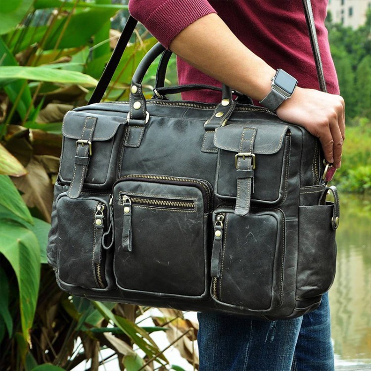 Waterproof and durable leather large capacity briefcase