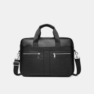 Portable luxury genuine cowhide business briefcase